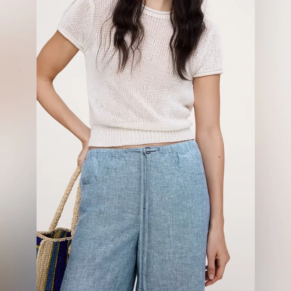 NWT! Banana Republic Studio Wide-Leg Drawstring Pant in Linen​​​​​​​​​​​​​​​​ 🩷